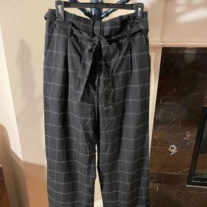 High-waisted plaid trouser pants